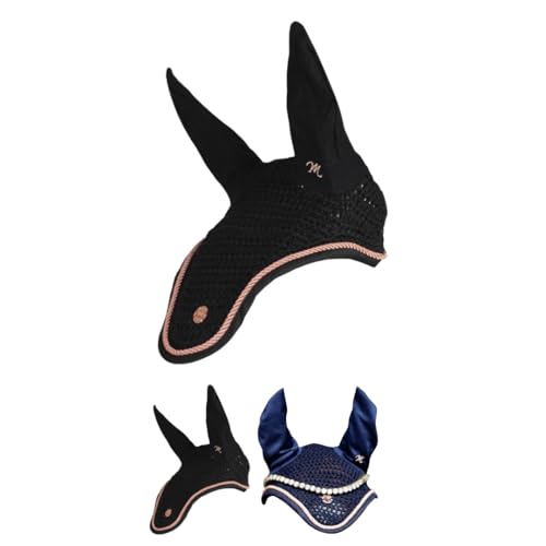 Marengos - Fliegenhaube Modern Rosé | edle Fliegenohren mit roségoldenem Metallplättchen & Zierkordel | Ohrenschutz für Pferde | Schutz vor Insekten | Pferde Zubehör in Schwarz | Vollblut Marengos - Fliegenhaube Modern Rosé | edle Fliegenohren mit roségoldenem Metallplättchen & Zierkordel | Ohrenschutz für Pferde | Schutz vor Insekten | Pferde Zubehör in Schwarz | Vollblut von Marengos