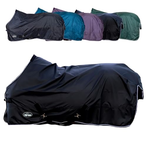 Marengos - Regendecke 420D Economic – leichte Pferdedecke für Regen – atmungsaktiv & wasserdicht – Weidedecke mit Kreuzgurten – Outdoordecke für Pferde – 145 cm in Schwarz von Marengos
