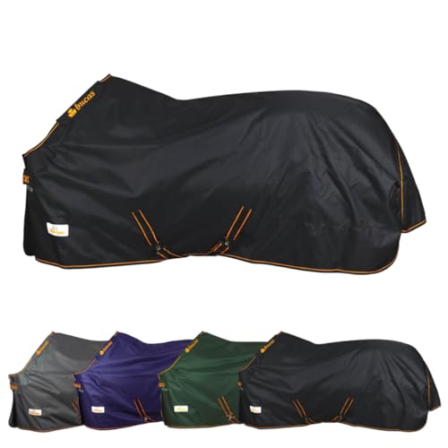 Marengos by Bucas - Winterdecke 1200D Irish Turnout | atmungsaktive & wasserdichte Outdoordecke mit Innenfutter & Kreuzbegurtung | Schwarz/Orange in Größe 155cm (200g/m² Füllung) von Marengos