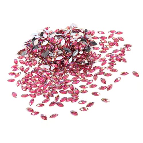 Marhynchus 500pcs 7 * 15 Mm Kristall -Acryl -Flachrücken Horse Augenform Dekor für Kleidung Telefon Vielseitige Strasssteine ​​für Kostüme und Wohnkultur (Rosenrot) von Marhynchus