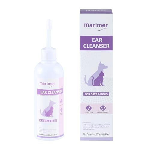 Marimer Ohrenreiniger für Hunde und Katzen, 143 ml, sanfte tägliche Ohrenwäsche mit Milch- und Apfelsäure, lange Düse für tiefe Ohrreinigung, entfernt Wachs, Geruch und Feuchtigkeit, alkoholfreie Marimer Ohrenreiniger für Hunde und Katzen, 143 ml, sanfte tägliche Ohrenwäsche mit Milch- und Apfelsäure, lange Düse für tiefe Ohrreinigung, entfernt Wachs, Geruch und Feuchtigkeit, alkoholfreie von Marimer