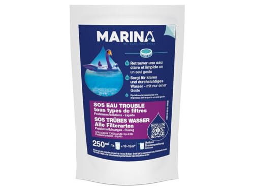 MARINA SOS trübes Wasser, Poolpflege, flüssiges Flockmittel 250 ml im Portionsbeutel, für einen Pool von 10-15m2 von Marina