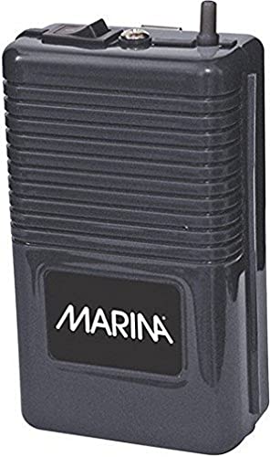 Marina 11134 Batterie Durchlüfterpumpe für Aquarien, verlässliche Back-up Luftquelle, mit Luftschlauch 45cm,und Austströmerstein, Schwarz von Marina