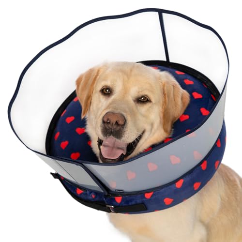 Aufblasbares Hundekegelhalsband mit verbessertem Anti-Leck-Schild, weich, verstellbar, Genesungshalsband für Hunde und Katzen nach Operationen, passend für große, mittelgroße und kleine Haustiere Aufblasbares Hundekegelhalsband mit verbessertem Anti-Leck-Schild, weich, verstellbar, Genesungshalsband für Hunde und Katzen nach Operationen, passend für große, mittelgroße und kleine Haustiere von Mariyago