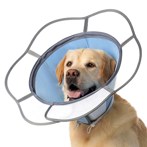 Weiches Hundehalsband nach Operationen, verstellbares E-Halsband mit abnehmbarem Schild, leicht, atmungsaktiv, Anti-Leck-Schutzkegel für große, mittelgroße und kleine Haustiere (Blau, M (Hals: 30,5 Weiches Hundehalsband nach Operationen, verstellbares E-Halsband mit abnehmbarem Schild, leicht, atmungsaktiv, Anti-Leck-Schutzkegel für große, mittelgroße und kleine Haustiere (Blau, M (Hals: 30,5 von Mariyago