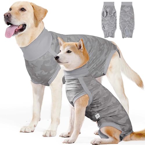 Hundebody Nach Op – Op Body Hund für Kastration Hündin & Rüde – Medizinischer Wundschutzanzug für Hunde Klettverschluss –Alternative zu Kegel/Halskrause – Operationsbody Nach OP für Hunde (Grau, S) von Marjoramy
