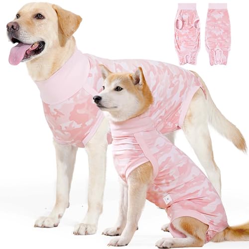 Hundebody Nach Op – Op Body Hund für Kastration Hündin & Rüde – Medizinischer Wundschutzanzug für Hunde Klettverschluss –Alternative zu Kegel/Halskrause – Operationsbody Nach OP für Hunde (Rosa, S) von Marjoramy