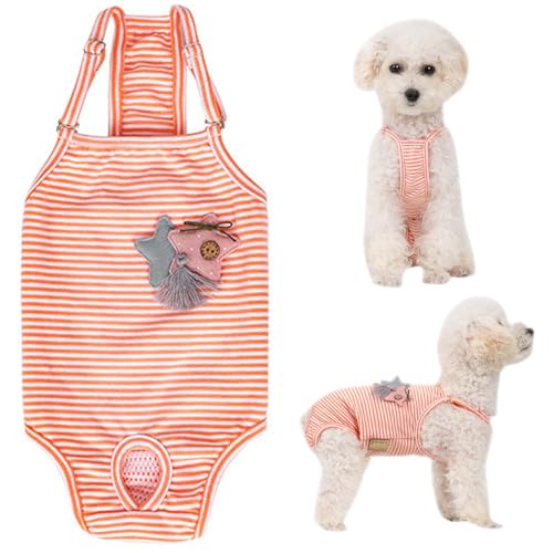 Hundewindeln Wiederverwendbar für Hündinnen – Waschbare Damenbinden Höschen – Anti-Rüden Schutzhose & Sicherheitshöschen für Hündinnen – Verstellbare Öko-Windelhose (Orange M) von Marjoramy