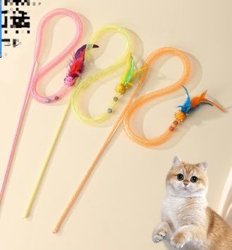Marjoramy 6 Stück Katzenspielzeug Angel mit Feder, Interaktives Spielzeug für Katzen, Generisch Katzenspielzeug mit Feder und Glocke, Interaktiv Katzen Zubehör für Kleine Große Katzen Marjoramy 6 Stück Katzenspielzeug Angel mit Feder, Interaktives Spielzeug für Katzen, Generisch Katzenspielzeug mit Feder und Glocke, Interaktiv Katzen Zubehör für Kleine Große Katzen von Marjoramy