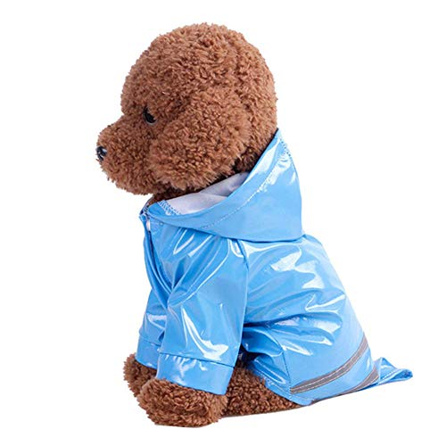 Markcur Regenjacke Regenmantel für Haustiere, Wasserdicht Regencape Jacken PU Reflektierendem Regenmantel für Hunde Katzen L, Blau von Markcur