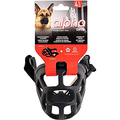 Zeus Alpha TPR Maulkorb für große Hunde, Comfort Fit Design verhindert Beißen, Bellen und Kauen, schwarz von Zeus