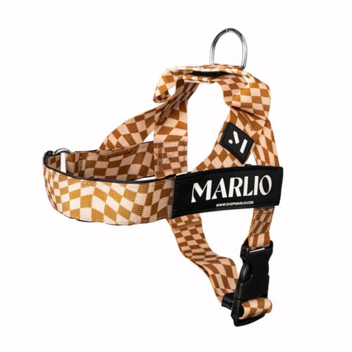 Marlio Hundegeschirr (groß, Hellbraun kariert) von Marlio