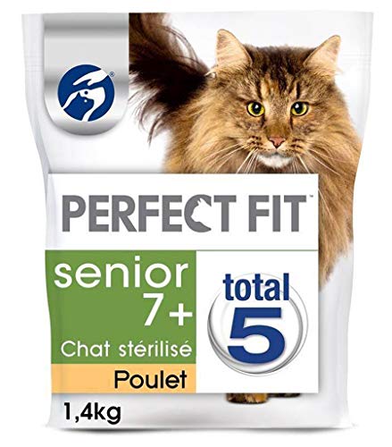 Perfect Fit Senior7 + - Trockenes Katzenfutter für sterilisierte ältere Katzen, reich an Hühnern, 4 Beutel à 1,4 kg von Mars