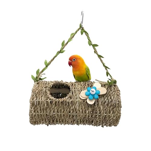 Vogelhaus aus Seegras mit Löchern, schönes Papageienzelt mit Tunnel und Blumendekor, Seegras natürliches Vogel-Kuschelnest Hüttenspielzeug, hängende Hängematten-Schaukel für Wellensittich, Hamster Vogelhaus aus Seegras mit Löchern, schönes Papageienzelt mit Tunnel und Blumendekor, Seegras natürliches Vogel-Kuschelnest Hüttenspielzeug, hängende Hängematten-Schaukel für Wellensittich, Hamster von Marsrut