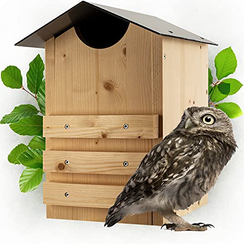 Martenbrown® Eulennistkasten aus wetterfestem Holz, Robustes Vogelhaus mit großem Einflugloch, geeignet für Käuze und kleinere Eulen von Martenbrown