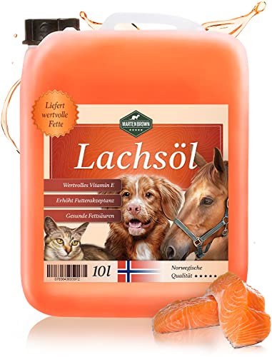 Martenbrown® 10 Liter Norwegisches Premium Lachsöl für Hunde, Pferde und Katzen | Fischöl im Kanister | für Trockenfutter, Dosenfutter oder als Barf-Öl von Martenbrown