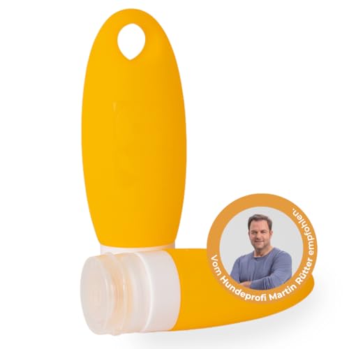 Martin Rütter Futtertube für Hunde 100 ml, Farbe: LiteYellow – befüllbar, auslaufsicher, BPA-freies Silikon, ideal für Training und unterwegs - Inklusive Ersatzdeckel von Martin Rütter