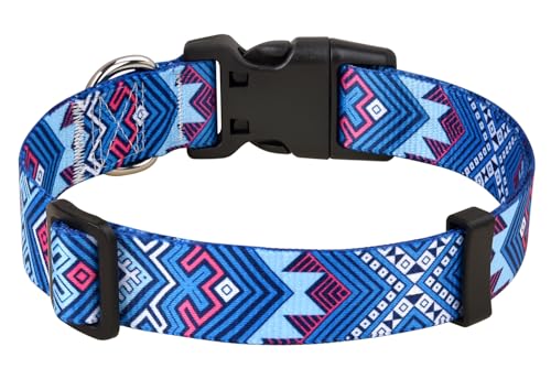 MarukoPet Hundehalsband, Verstellbares, Weich & Komfort Hunde Halsband, für Kleine, Mittlere Große Hunde, Böhmisches, Blumen, geometrisches, Stammes Design(Blau Ethnischer Stil,M) von MarukoPet