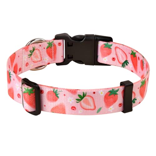 MarukoPet Hundehalsband, Verstellbares, Weich & Komfort Hunde Halsband, für Kleine, Mittlere Große Hunde, Böhmisches, Blumen, geometrisches, Stammes Design(Erdbeere,L) von MarukoPet