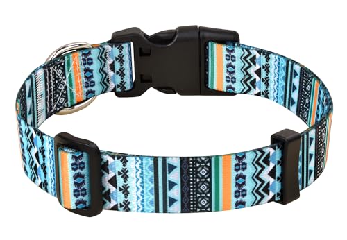 MarukoPet Hundehalsband, Verstellbares, Weich & Komfort Hunde Halsband, für Kleine, Mittlere Große Hunde, Böhmisches, Blumen, geometrisches, Stammes Design(Grün Böhmen,M) von MarukoPet