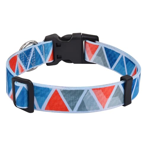 MarukoPet Hundehalsband, Verstellbares, Weich & Komfort Hunde Halsband, für Kleine, Mittlere Große Hunde, Böhmisches, Blumen, geometrisches, Stammes Design(Impressionismus Dreieck,L) von MarukoPet