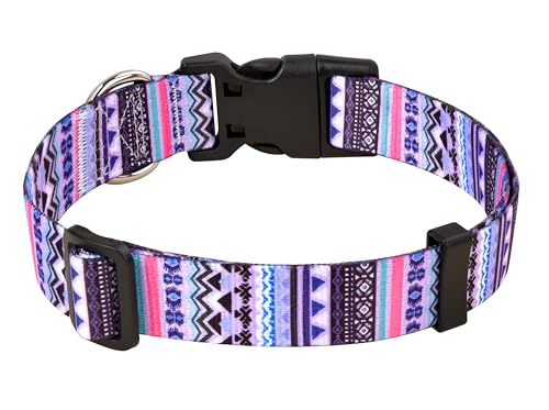 MarukoPet Hundehalsband, Verstellbares, Weich & Komfort Hunde Halsband, für Kleine, Mittlere Große Hunde, Böhmisches, Blumen, geometrisches, Stammes Design(Lila Böhmen,L) von MarukoPet