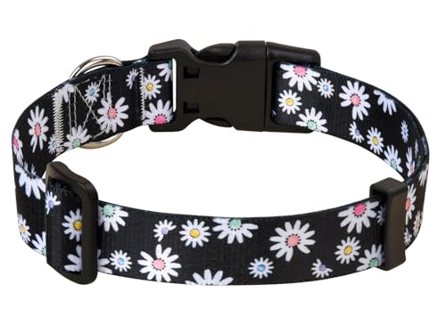 MarukoPet Hundehalsband, Verstellbares, Weich & Komfort Hunde Halsband, für Kleine, Mittlere Große Hunde, Böhmisches, Blumen, geometrisches, Stammes Design(Schwarz Daisy,L) von MarukoPet