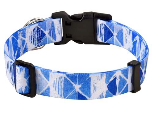 MarukoPet Hundehalsband, Verstellbares, Weich & Komfort Hunde Halsband, für Kleine, Mittlere Große Hunde Welpen Katzen Böhmisches, Blumen, geometrisches, Stammes Design(Blau Dreieck,XS) von MarukoPet