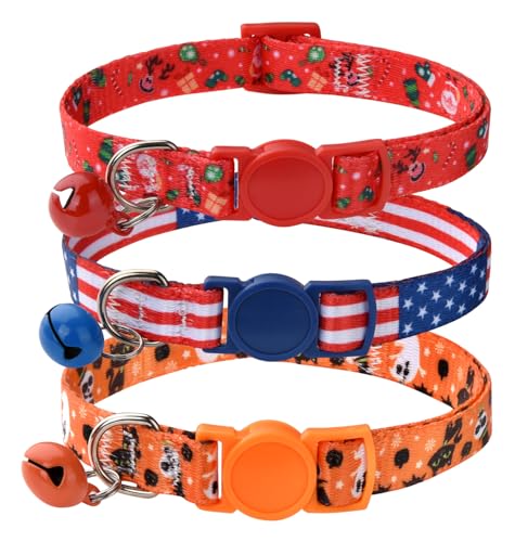 MarukoPet Katzenhalsband mit Sicherheitsverschluss und Glöckchen, Verstellbar Halsband Katze Kitten, 19-30cm, 3-Stück(Set E) MarukoPet Katzenhalsband mit Sicherheitsverschluss und Glöckchen, Verstellbar Halsband Katze Kitten, 19-30cm, 3-Stück(Set E) von MarukoPet