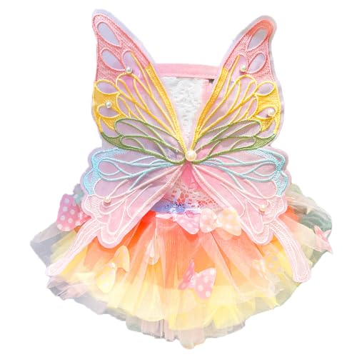 Hunde-Prinzessinnenkleid, Sommer, dünn, Katze, Regenbogen-Schmetterling, Pettiskirt für Haustiere, niedlich, Chihuahua, Teddy, Haustierzubehör (Größe XL) von Maruomiki