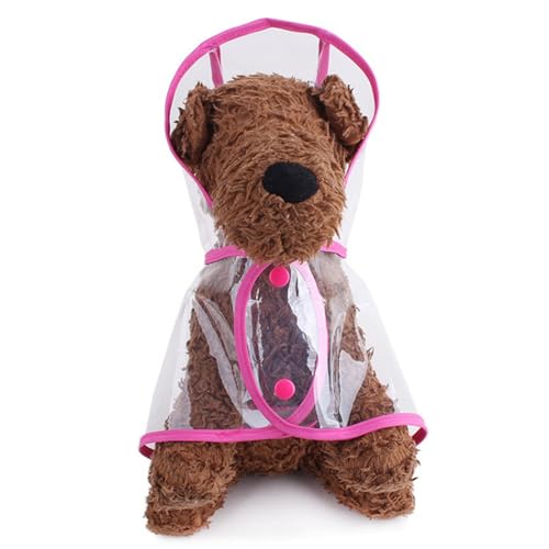 Regenmantel für Hunde, transparenter Kunststoff, modischer Poncho, Haustier-Teddy, mittelgroße und kleine Hunde, Regenmantel, Haustierzubehör (XS, Rosa) von Maruomiki