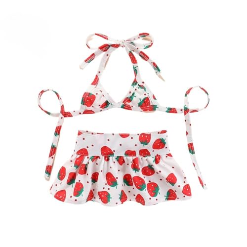 Sommer-Haustierbekleidung, Bikini-Set, Teddy, Strandpuppe, Hunde- und Katzen-Badeanzug (Erdbeere, Größe M) von Maruomiki