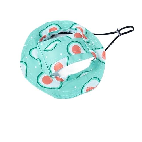 Sonnenschutz für Hunde und Katzen, Anti-Strang-Hut, freiliegende Ohren, verstellbare Schnalle, Fischerhut, Haustierbedarf, Größe M, Avocado) von Maruomiki