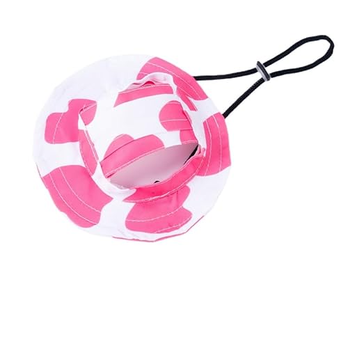 Sonnenschutz für Hunde und Katzen, Anti-Strang-Hut, freiliegende Ohren, verstellbare Seilschnalle, Eimerhut, Haustierbedarf, Größe M, Rosa / Weiß von Maruomiki
