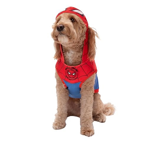 MARVEL Spider-Man Haustier-Kapuzenpullover, ärmellos, mit Kapuze, mit Kostüm-Design, Größe S von Marvel