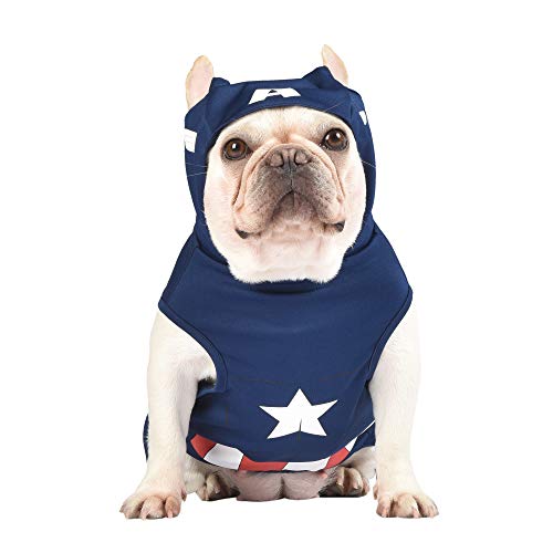 Marvel Legends Captain America Hundekostüm, X-Small (XS) | Superhelden-Kostüm für Hunde | Blau & Rot Captain America Kostüm Hund Halloween Kostüme für kleine Hunde | Siehe Größentabelle von Marvel