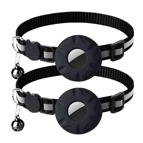Airtag Katzenhalsband, 2 Pack Reflektierend Katzenhalsbänder mit Airtag Hülle und Glocke, Integriertes Katzenhalsband mit Sicherheitsschnalle für Kätzchen Welpen Airtag Katzenhalsband, 2 Pack Reflektierend Katzenhalsbänder mit Airtag Hülle und Glocke, Integriertes Katzenhalsband mit Sicherheitsschnalle für Kätzchen Welpen von MarverFace