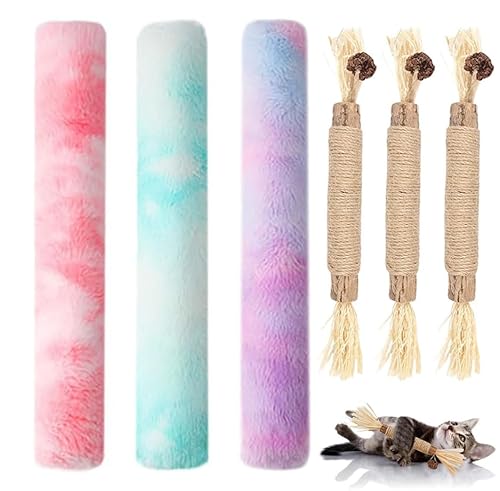MarverFace 6 Stück Katzenminze Spielzeug, 3 Katzenminze Kissen, 3 katzenminze Sticks, Baldrian Kissen für Katzen, Katzen Sticks Matatabi Kausticks, Katzenspielzeug für Katzen Spielen MarverFace 6 Stück Katzenminze Spielzeug, 3 Katzenminze Kissen, 3 katzenminze Sticks, Baldrian Kissen für Katzen, Katzen Sticks Matatabi Kausticks, Katzenspielzeug für Katzen Spielen von MarverFace