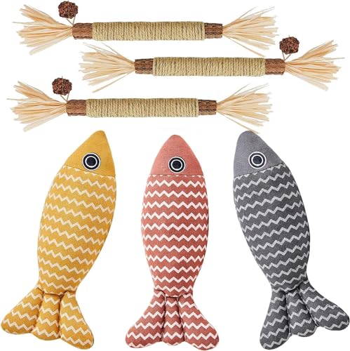 MarverFace Katzenminze Spielzeug 6 Stück, 20CM Katzenminze Spielzeug Kissen Fisch Form, 3 Matatabi Katzenminze Sticks,Katzenspielzeug für Katzen Spielen und Kauen MarverFace Katzenminze Spielzeug 6 Stück, 20CM Katzenminze Spielzeug Kissen Fisch Form, 3 Matatabi Katzenminze Sticks,Katzenspielzeug für Katzen Spielen und Kauen von MarverFace