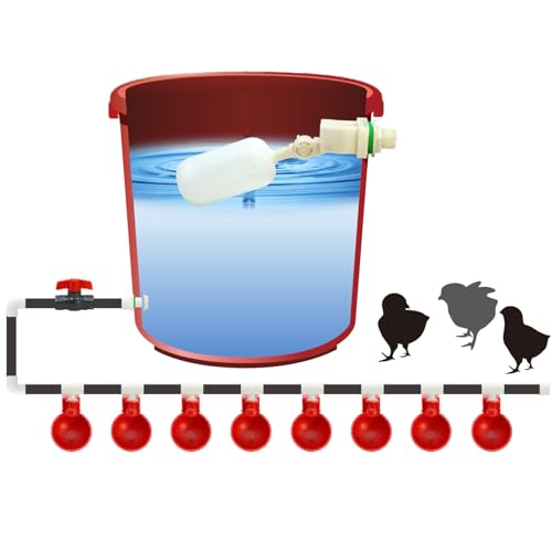MasXirch Automatische Hühner-Tränkebecher, Hühner-Tränkebecher für PVC mit T-Stücken, mit PVC-Rohr, Druckregler für Geflügel-Futterwasser von MasXirch
