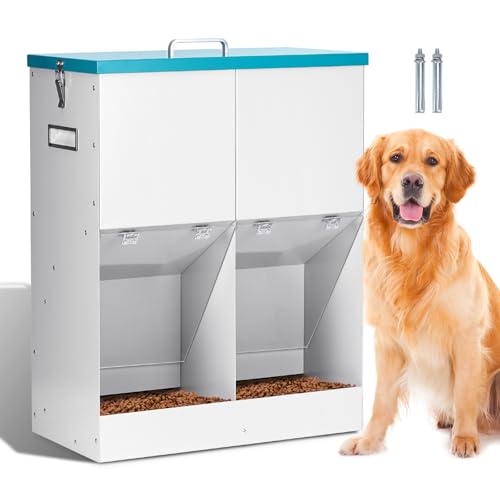 Automatischer Futterspender für 2 große Rassen, verzinktes Metall, 20,9 kg Kapazität, Schwerkraft, selbstfütternder Hundefutterspender, doppelter Futterspender für drinnen und draußen Automatischer Futterspender für 2 große Rassen, verzinktes Metall, 20,9 kg Kapazität, Schwerkraft, selbstfütternder Hundefutterspender, doppelter Futterspender für drinnen und draußen von MasXirch