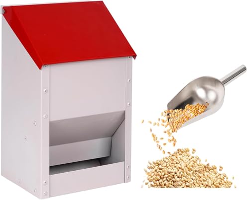 MasXirch Automatischer Hühner-Futterspender mit Metallschaufel, wetterfest, zum Aufhängen, automatischer Geflügel-Futterspender mit Deckel, kein Abfall, Wandhalterung, Outdoor-Hühnerstall MasXirch Automatischer Hühner-Futterspender mit Metallschaufel, wetterfest, zum Aufhängen, automatischer Geflügel-Futterspender mit Deckel, kein Abfall, Wandhalterung, Outdoor-Hühnerstall von MasXirch