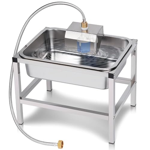 Automatischer Hundewasserspender für Große Hunde, Erhöhter Hundewassernapf mit Ständer, 11L Edelstahl-Tiertränke mit Schwimmerventil für große Rassen und Ziegen von MasXirch