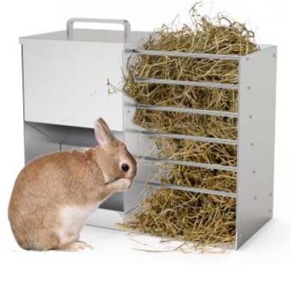 Automatischer Kaninchen-Futterspender für Käfig, 2 in 1 Heu-Futterspender mit Wasserflasche, 5 l, Hasenfutterspender aus Edelstahl, Kaninchenfutterspender für Meerschweinchen, Chinchilla, Hase, andere Automatischer Kaninchen-Futterspender für Käfig, 2 in 1 Heu-Futterspender mit Wasserflasche, 5 l, Hasenfutterspender aus Edelstahl, Kaninchenfutterspender für Meerschweinchen, Chinchilla, Hase, andere von MasXirch