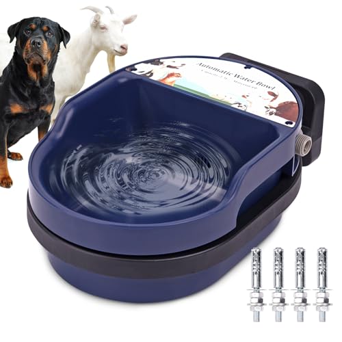 Automatischer Wassernapf füR Hunde mit Einstellbarem 1/2-Zoll-Schwimmerventil, Trinkbrunnen Aus Kunststoff füR Schafe, Ziegen, KäLber, Hunde, Blau von MasXirch
