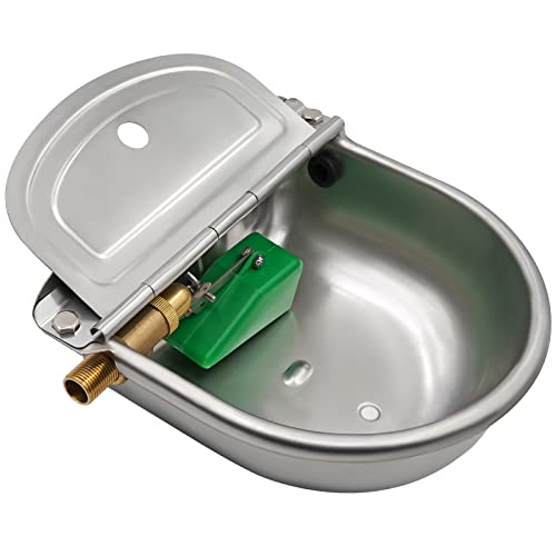 Edelstahl Wassernapf mit 1/2 Zoll Messing Ventil mit Kunststoff Schwimmer Ventil für Pferd Hund Rinder Ziege Schaf Schwein Cooper Ventil Schwimmer Ventil Trinknapf von MasXirch