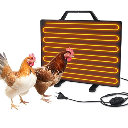 MasXirch Hühnerstall Heizung, 140W Winter Hühnerstall Raumheizung Flat Panel Chick Heater, geeignet für Farm/Haus, Schwarz, L 39 x B 2 x H 29 cm, Überhitzungsschutz und Temperaturkontrolle für Küken von MasXirch