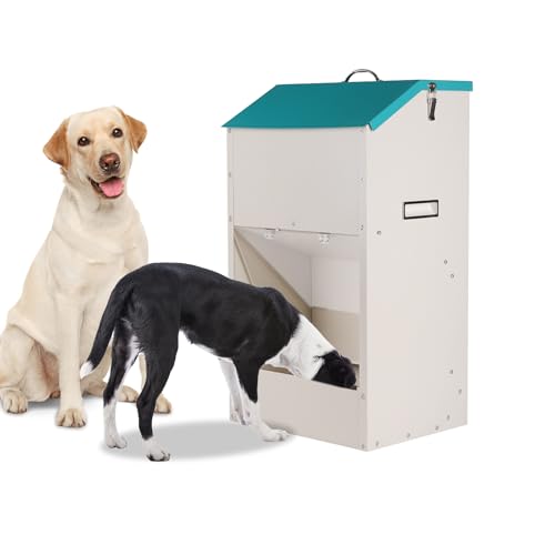 Verzinkter automatischer Futterspender für große Rassen, 22,7 kg, Futterspender für große Hunde, Outdoor-Futterstation für Haustiere, Schwerkraft-Futterstation (groß) von MasXirch