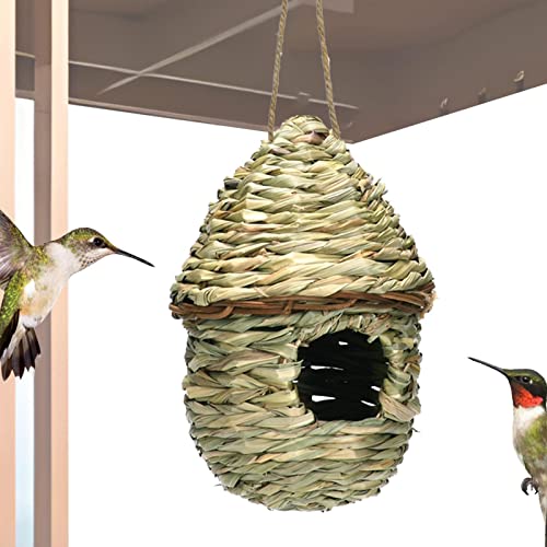 Maseaxi Kolibri-Häuser für draußen | Gras handgewebte hängende Vogelnester - Kolibri-Fink-Vogel-Spatz-Nisthütte für Patio-Garten-Baum-Haus-Verzierung von Maseaxi