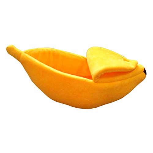 Kleines Haustierbett, niedlich, Bananenform, warm, weich, für Hunde, Sofa, Schlafen, Spielen, Ruhebett, Haustierbedarf für Katzen, Kätzchen, abnehmbar, waschbar, Wintermattenboxen für draußen (Gelb, Kleines Haustierbett, niedlich, Bananenform, warm, weich, für Hunde, Sofa, Schlafen, Spielen, Ruhebett, Haustierbedarf für Katzen, Kätzchen, abnehmbar, waschbar, Wintermattenboxen für draußen (Gelb, von Mashaouyo